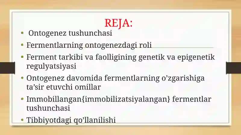 Ontogenezda ferment tarkibining o’zgarishi.Immobillangan fermentlar 3