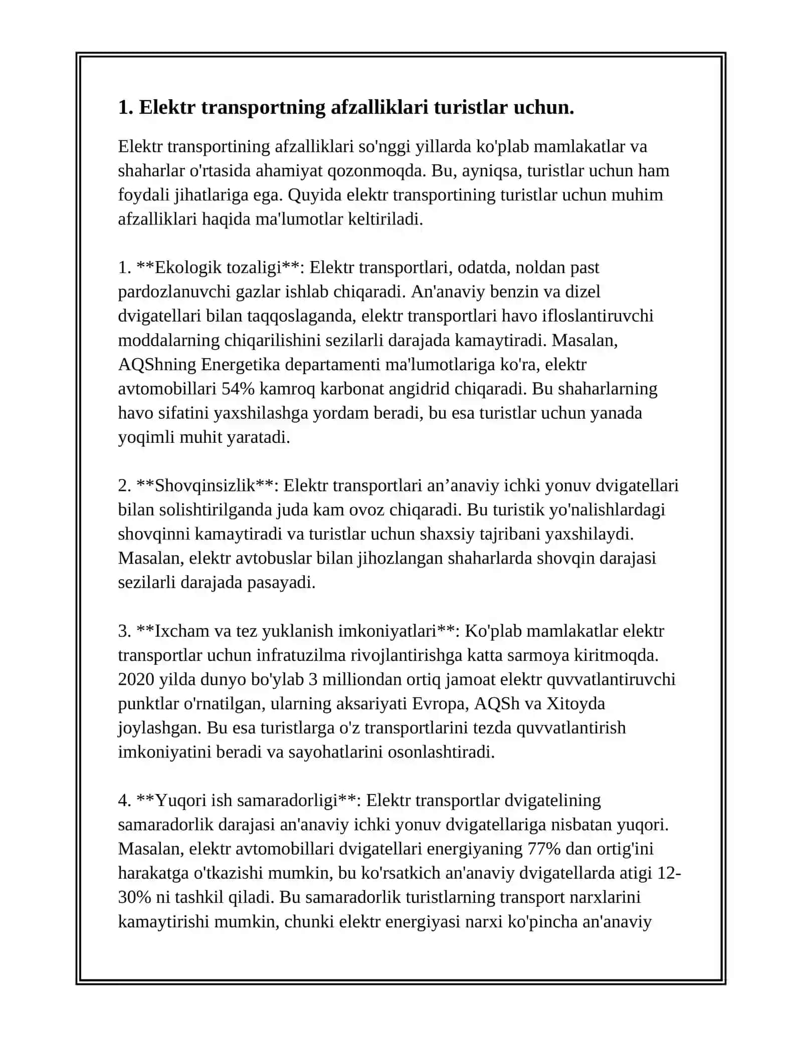 TURIZMDA ELEKTR TRANSPORTINING KELAJAGI 3