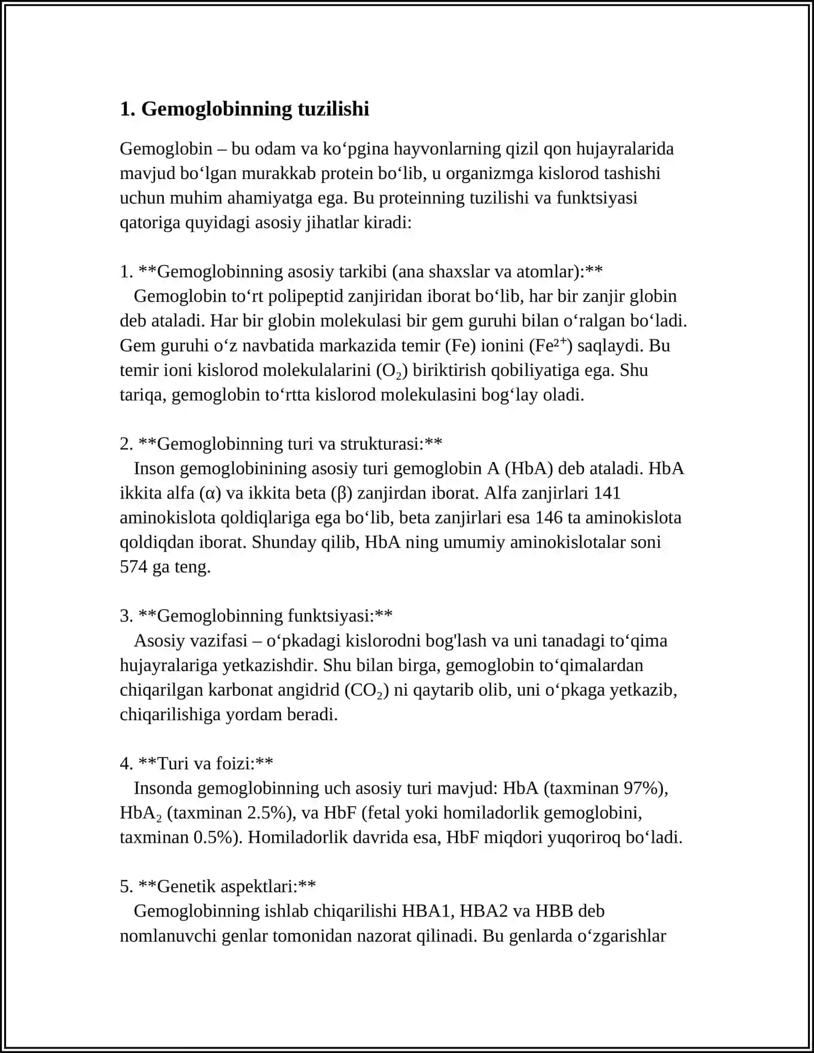 GEMOGLOBIN VA UNING TURLARI 3