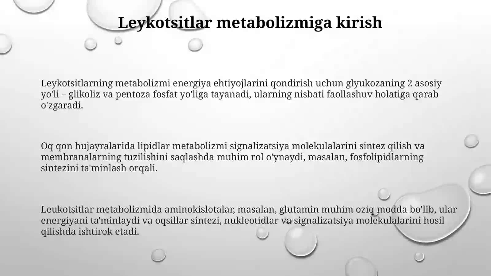Leykotsitlar xususiyatlari metabolizmi 3