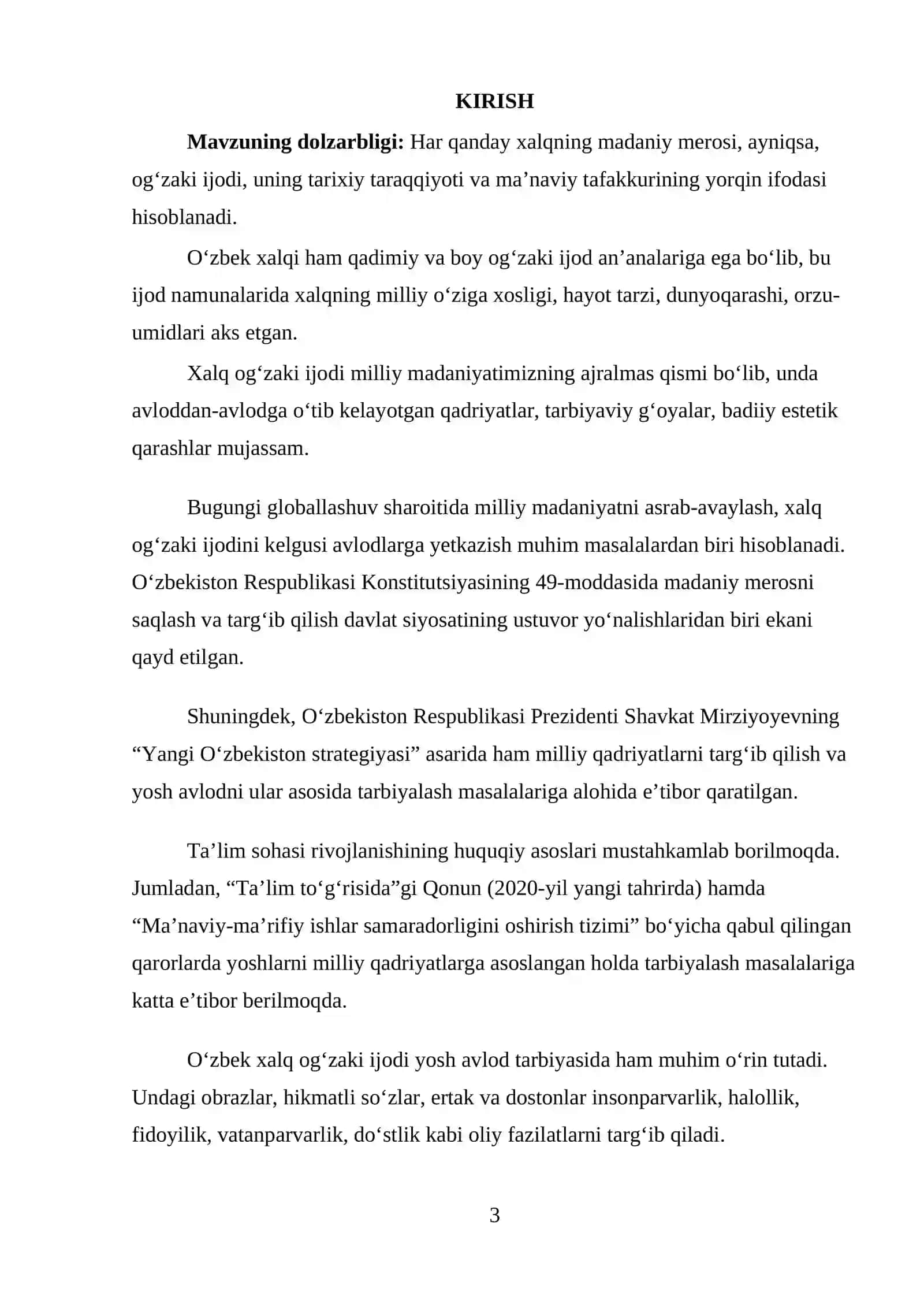 O’zbek xalq og'zaki ijodining o'ziga xosligi 3