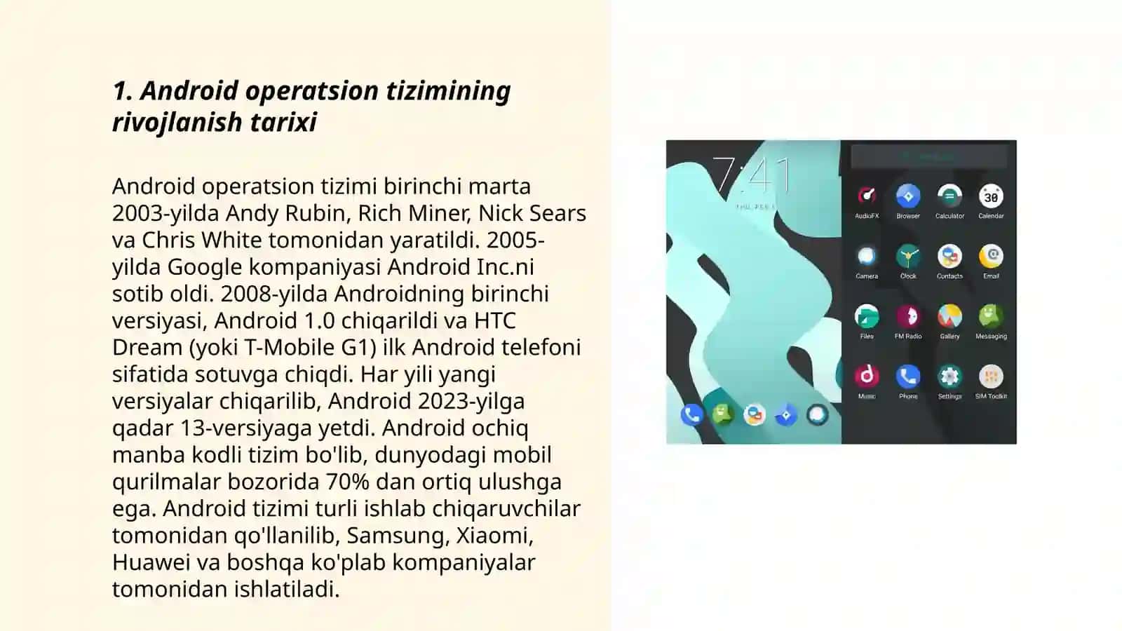 Android operatsion tizimi 3