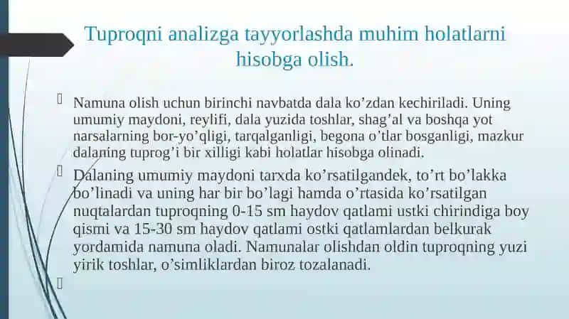 Tuproqni analizga tayyorlash 3