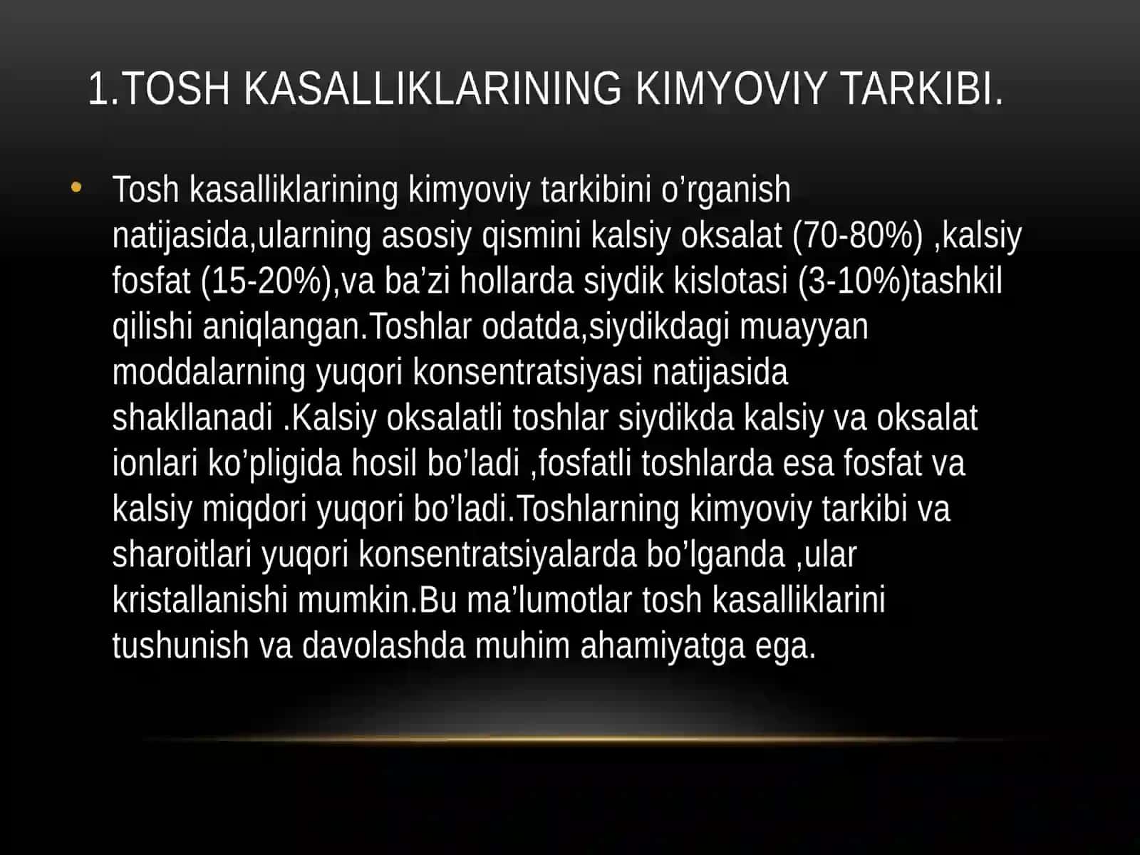 Tosh kasalliklarining kimyoviy asoslari 3