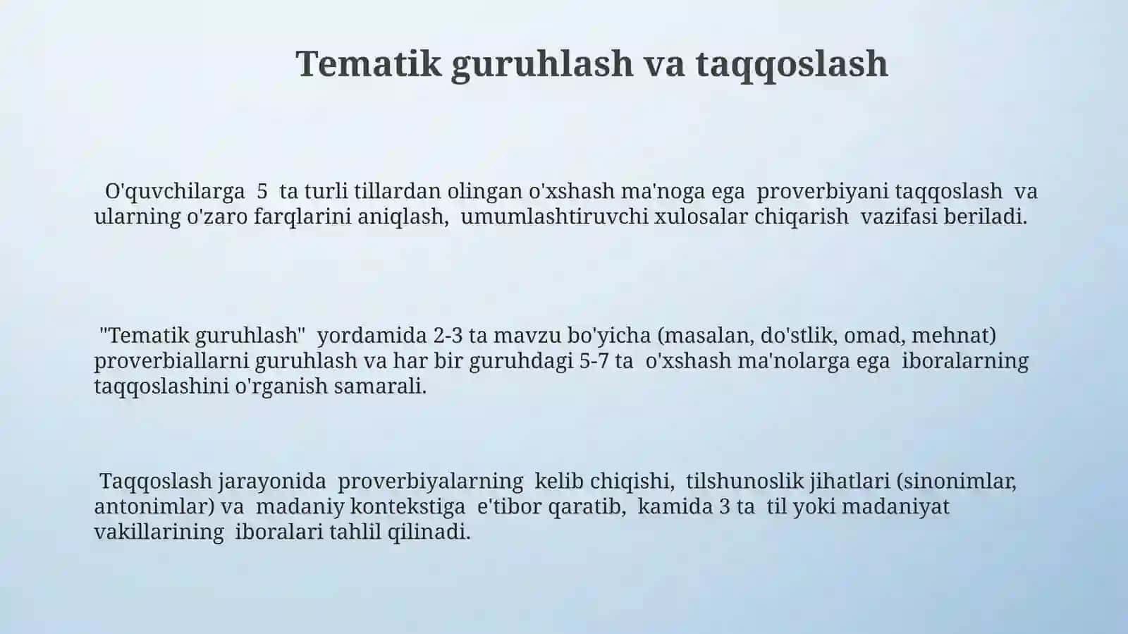 Tematik guruhlash va taqqoslash 3