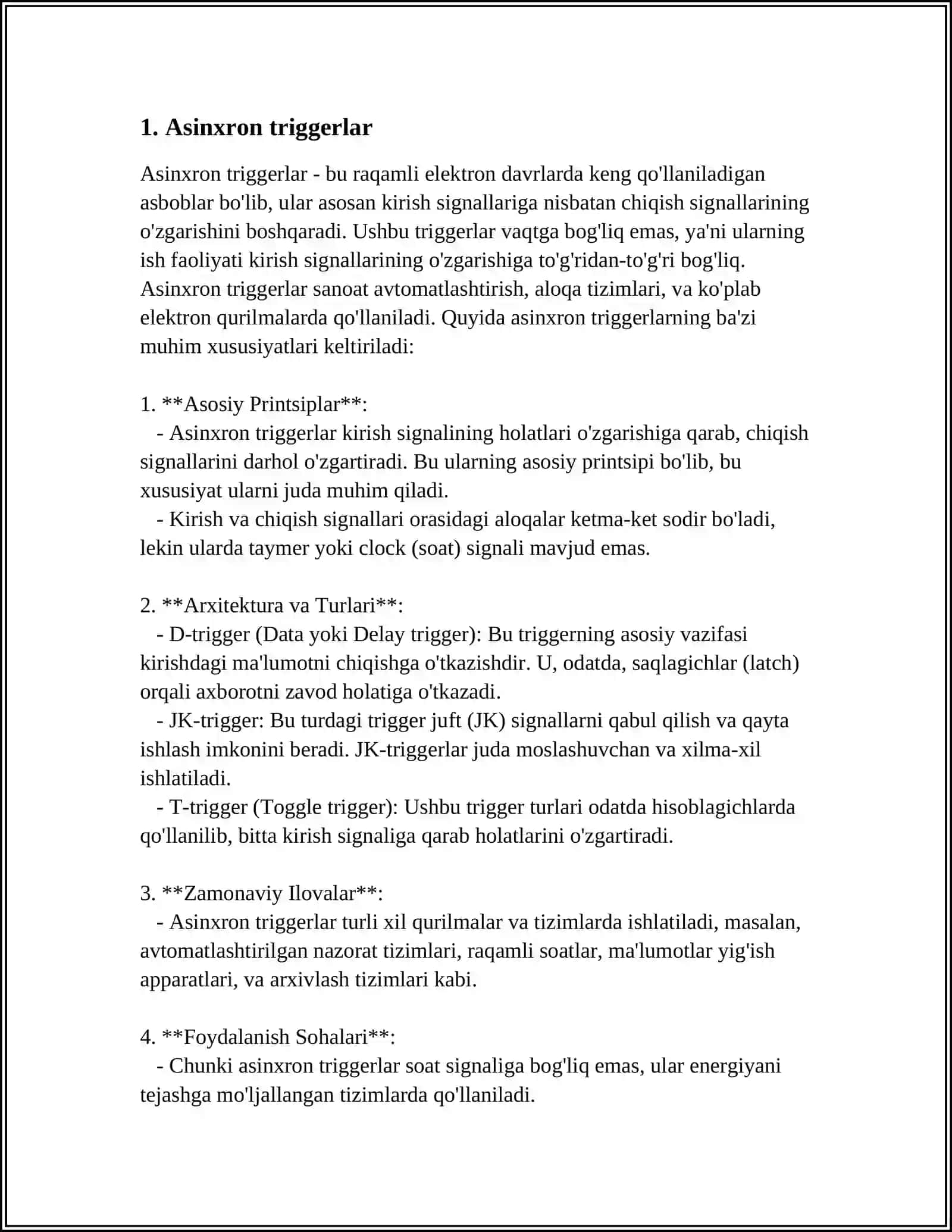 Asinxron triggerlar 3