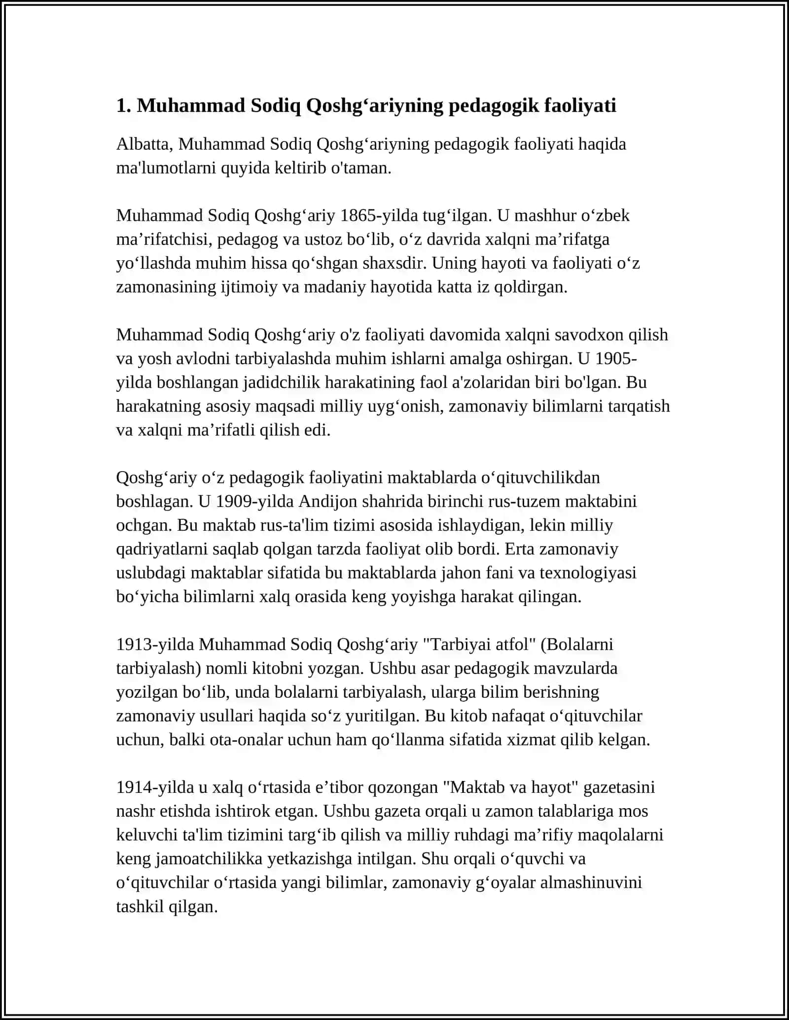 MUHAMMAD SODIQ QOSHĢARIYNING PEDAGOGIK QARASHLARI 3