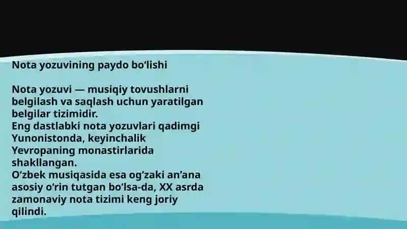Nota yozuvi. Xalq musiqa ladlari. 3