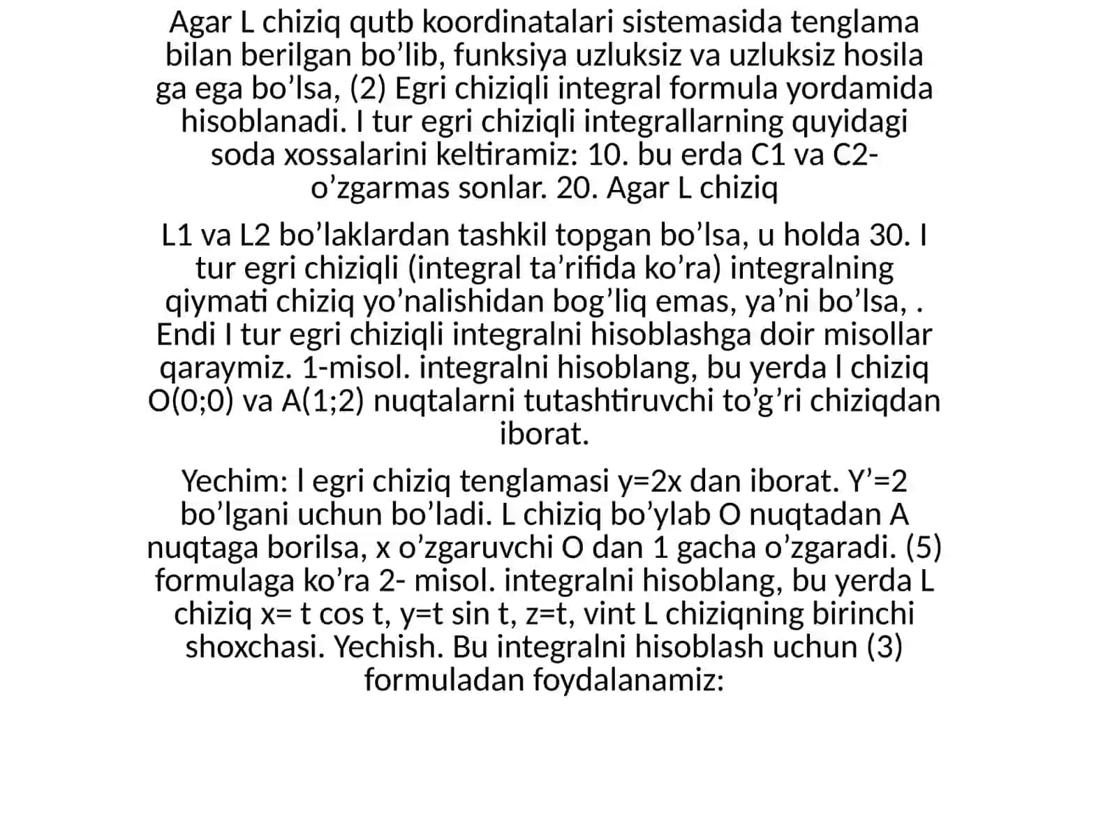 Egri chiziqli integrallar 3