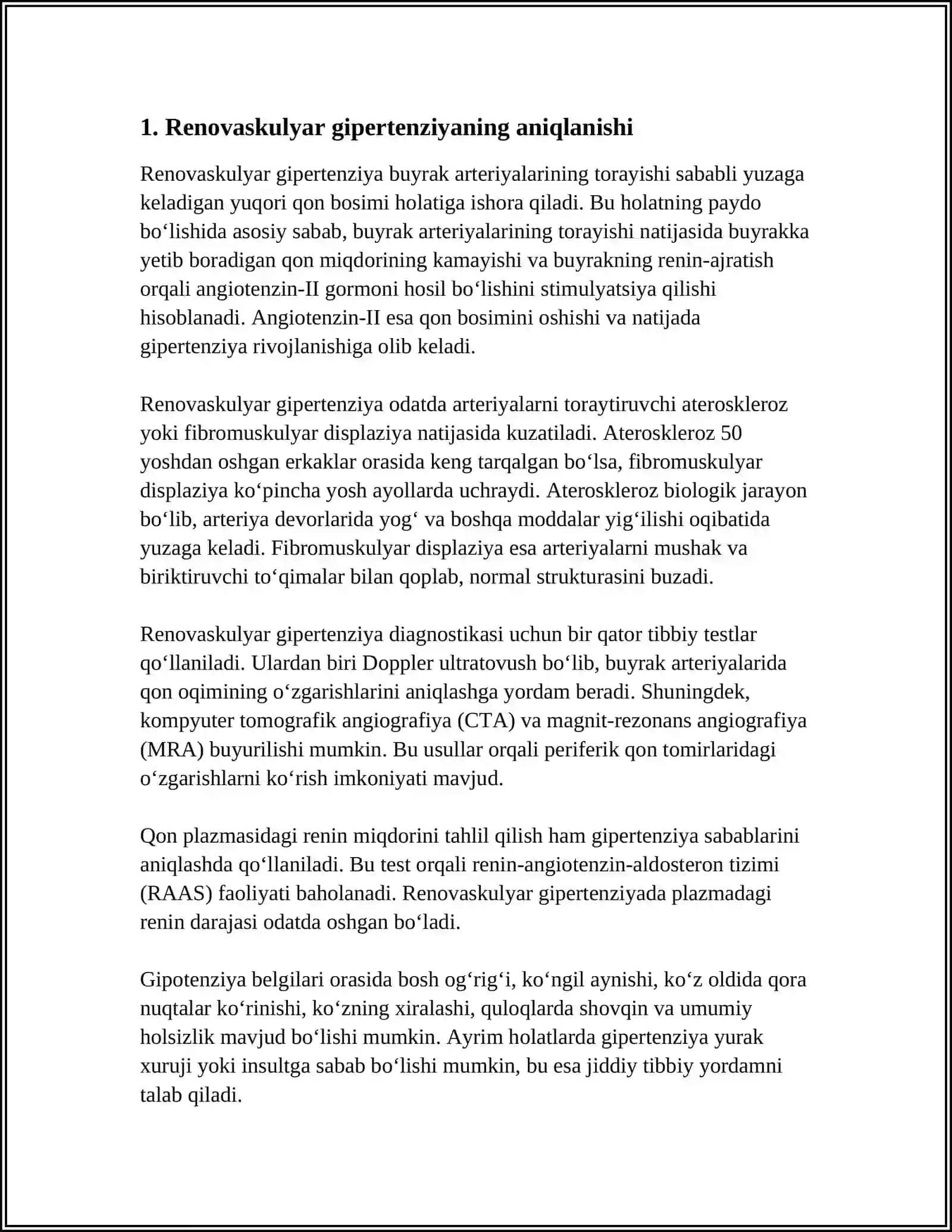 MUSTAQIL ISH Mavzu: RENOVASKULYAR GIPERTENZIYA 3