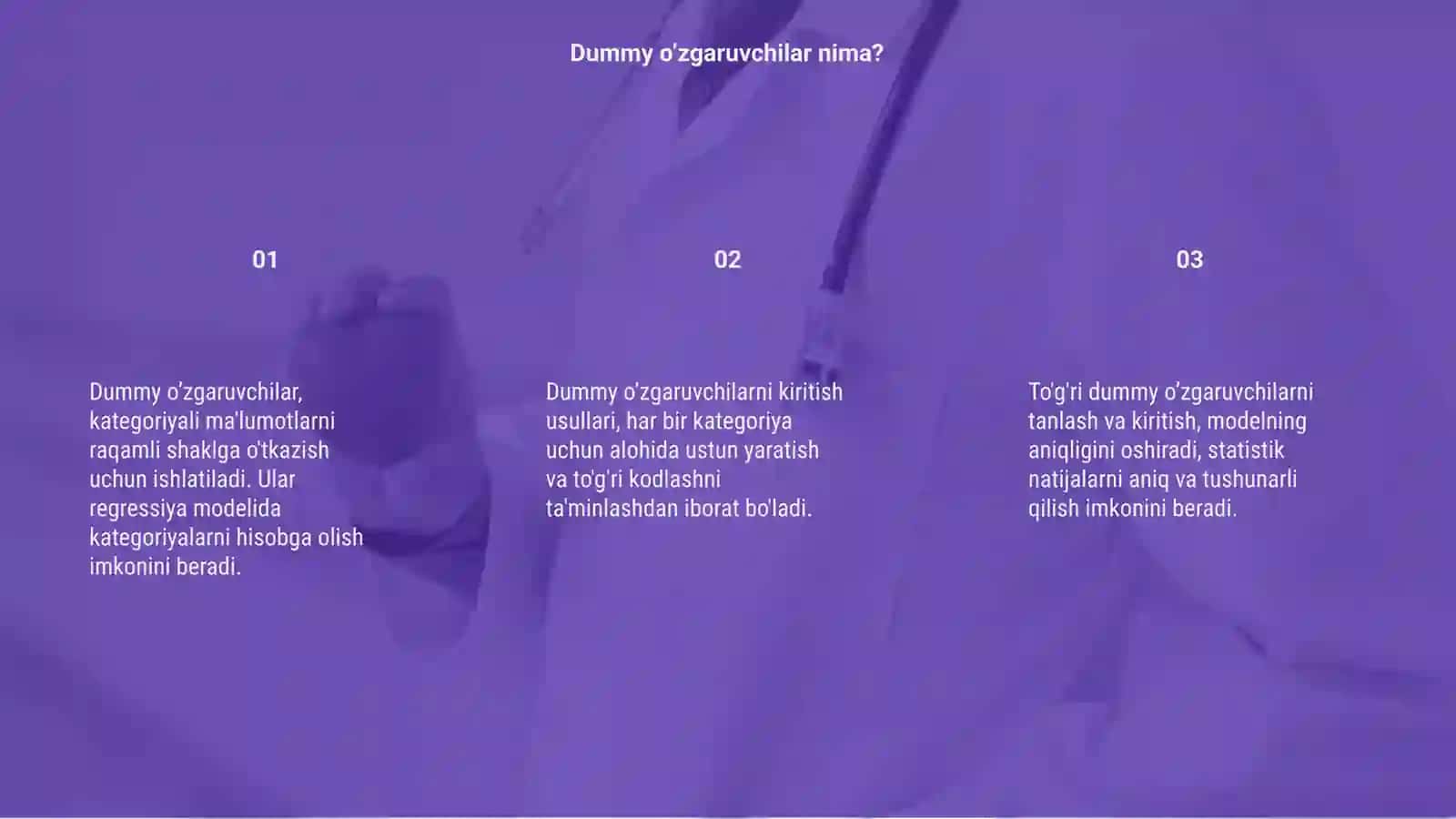 Dummy o’zgaruvchilarni regressiya modeliga kiritish usullari 3