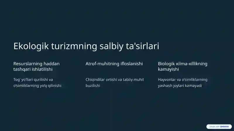 Ekologik turizmning tabiatga ta'siri 3