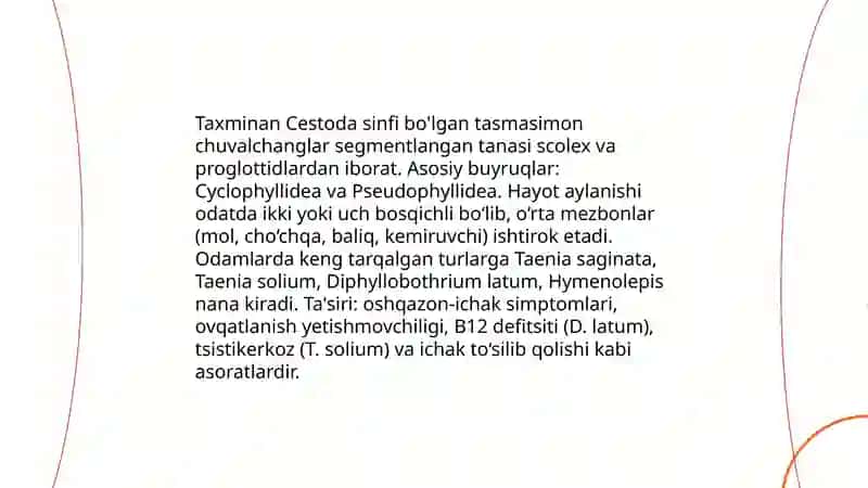 Tasmasimon chuvalchanglar odam parazitlari 3