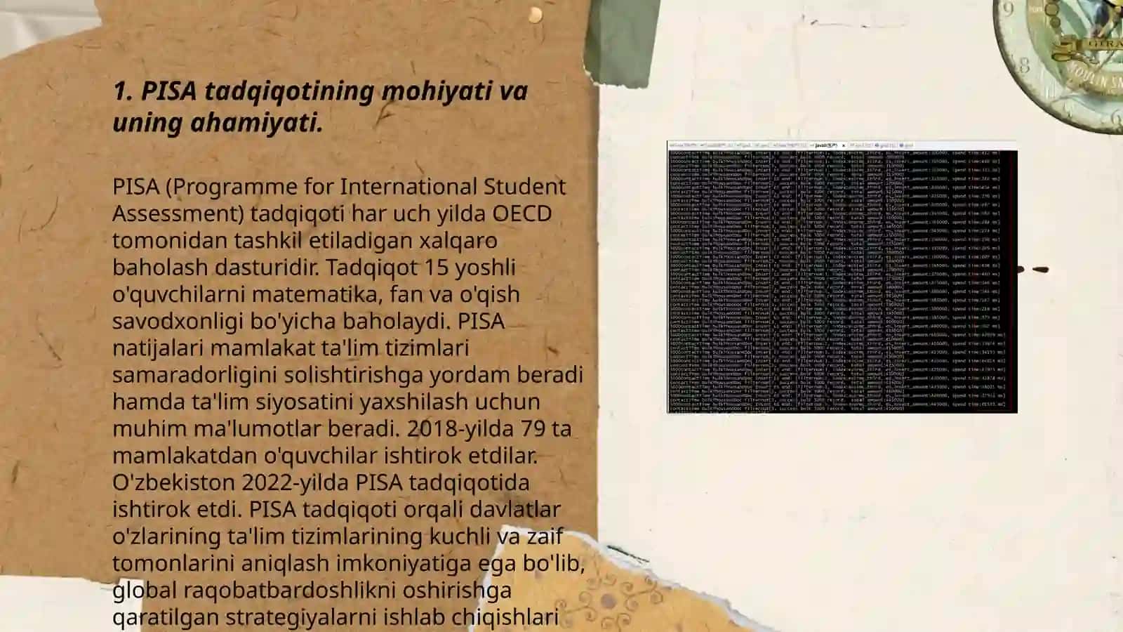 3-Mustaqil ta'lim.3.PIZA,PIRLS,TIMSS tadqiqot dasturning o'quvchilar ongida shakllanishi 3