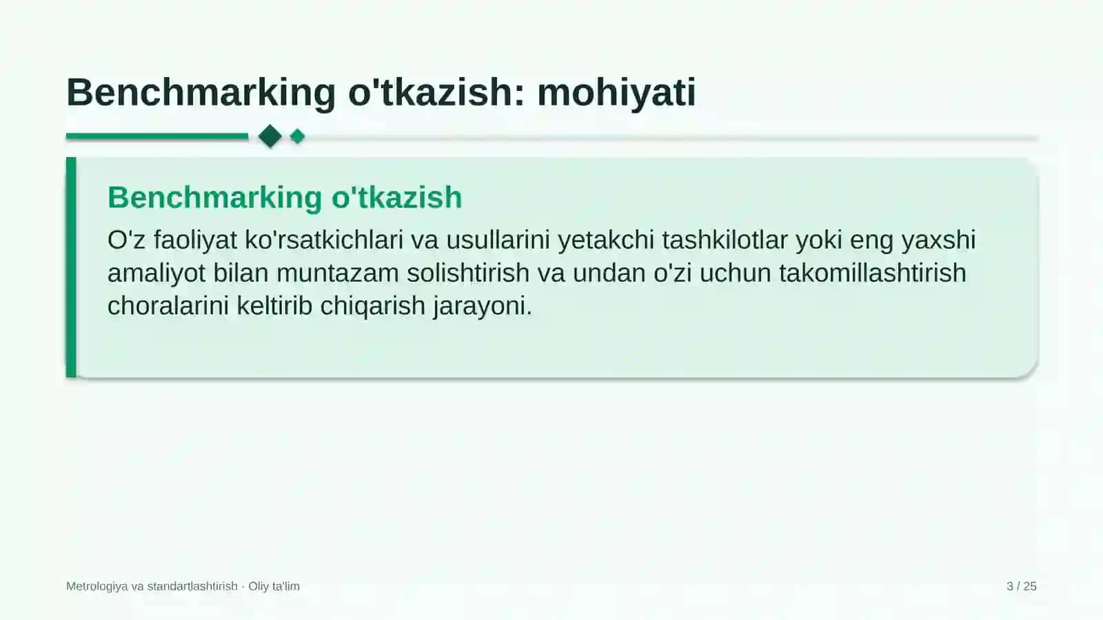 daryo transportida benchmarking o'tkazish 6634 3
