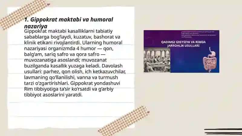 Gippokrat maktabi va humoral nazariya 3
