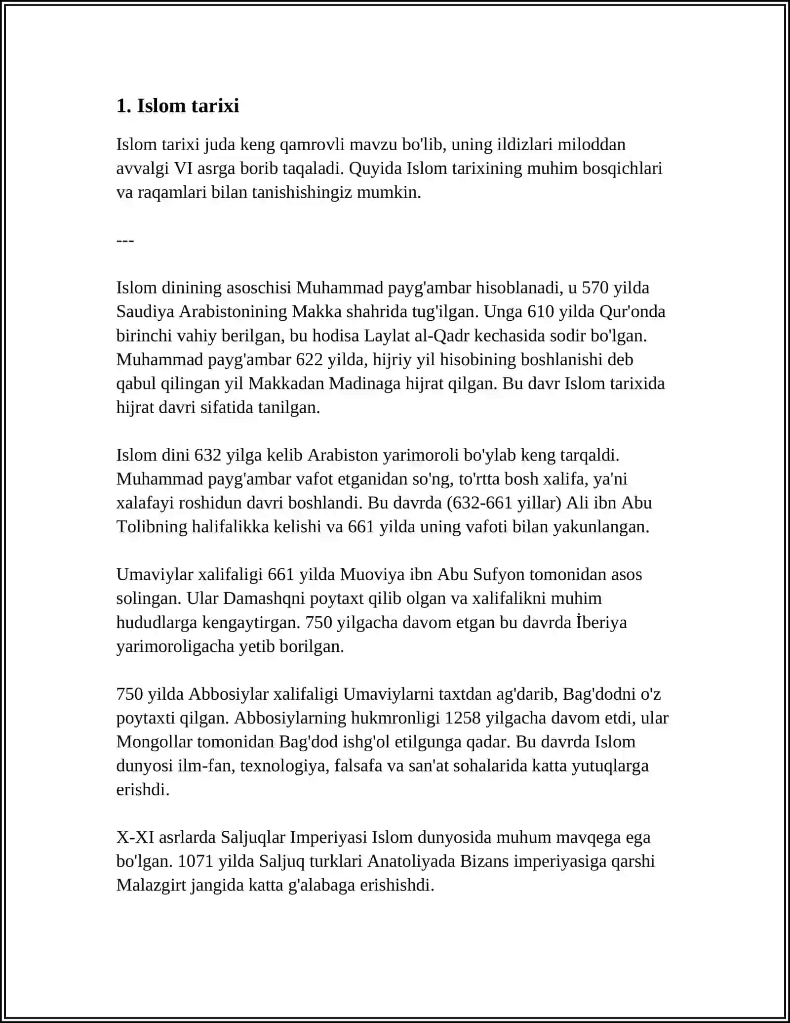MUSTAQIL ISH Mavzu: ISLOM DININIG PAYDO BOʻLISHI 3