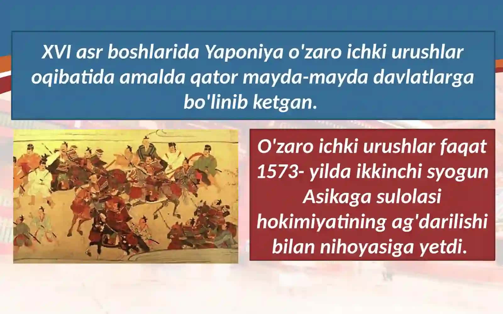 8-sinf Jahon tarixi fanidan XVI-XVIII asrlarda Yaponiya dars taqdimot 3