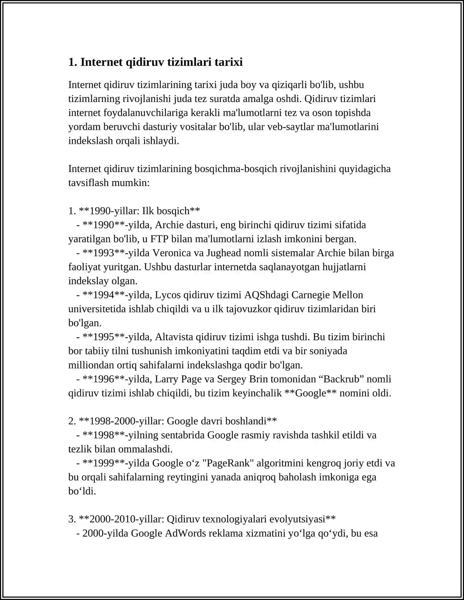 INTERNET QIDIRUV TIZIMIDA AXBOROTLAR QIDIRISH VA TANLANGAN AXBOROTLARNI OLISH 3