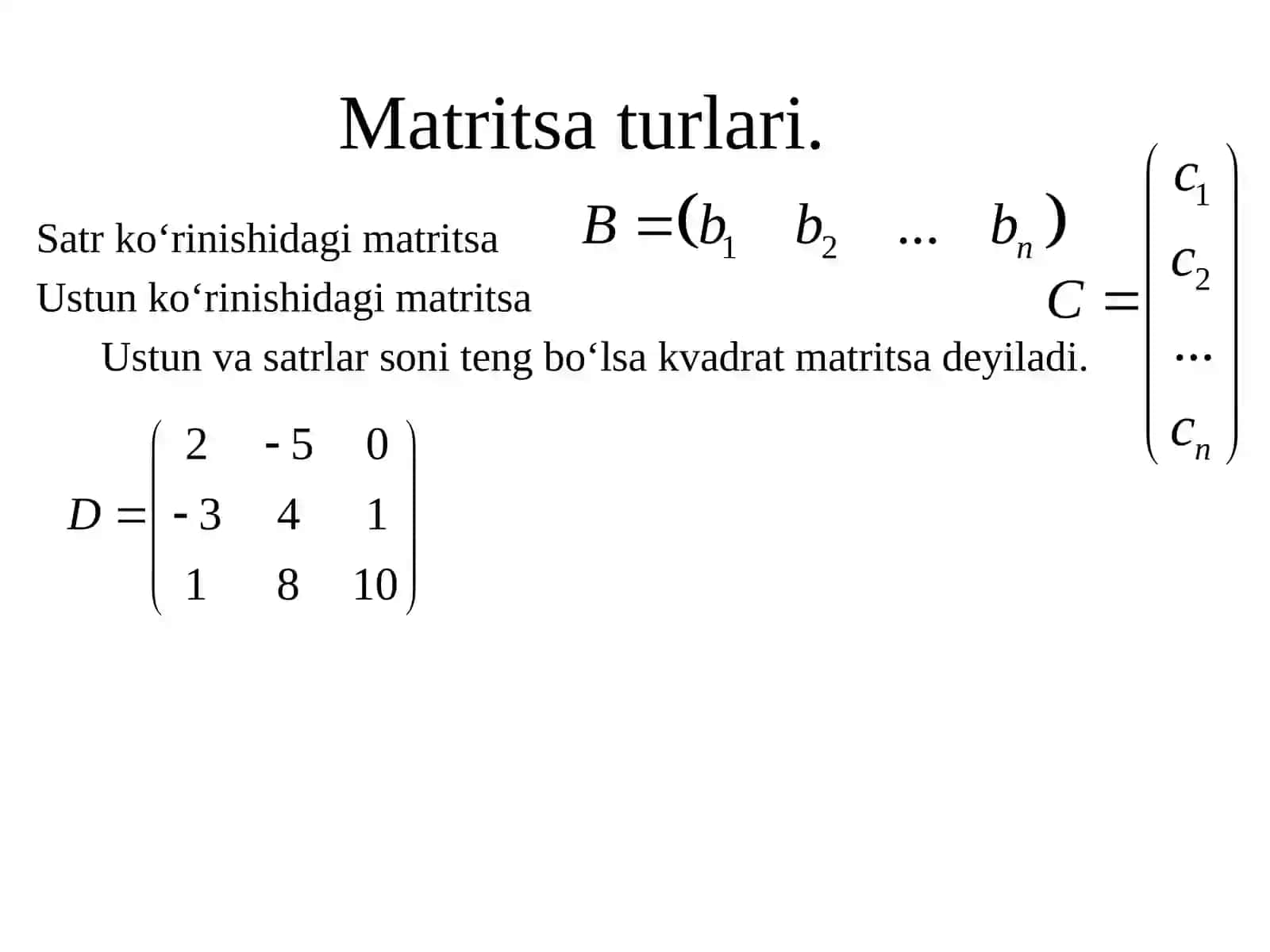 Matritsa tushunchasi 3