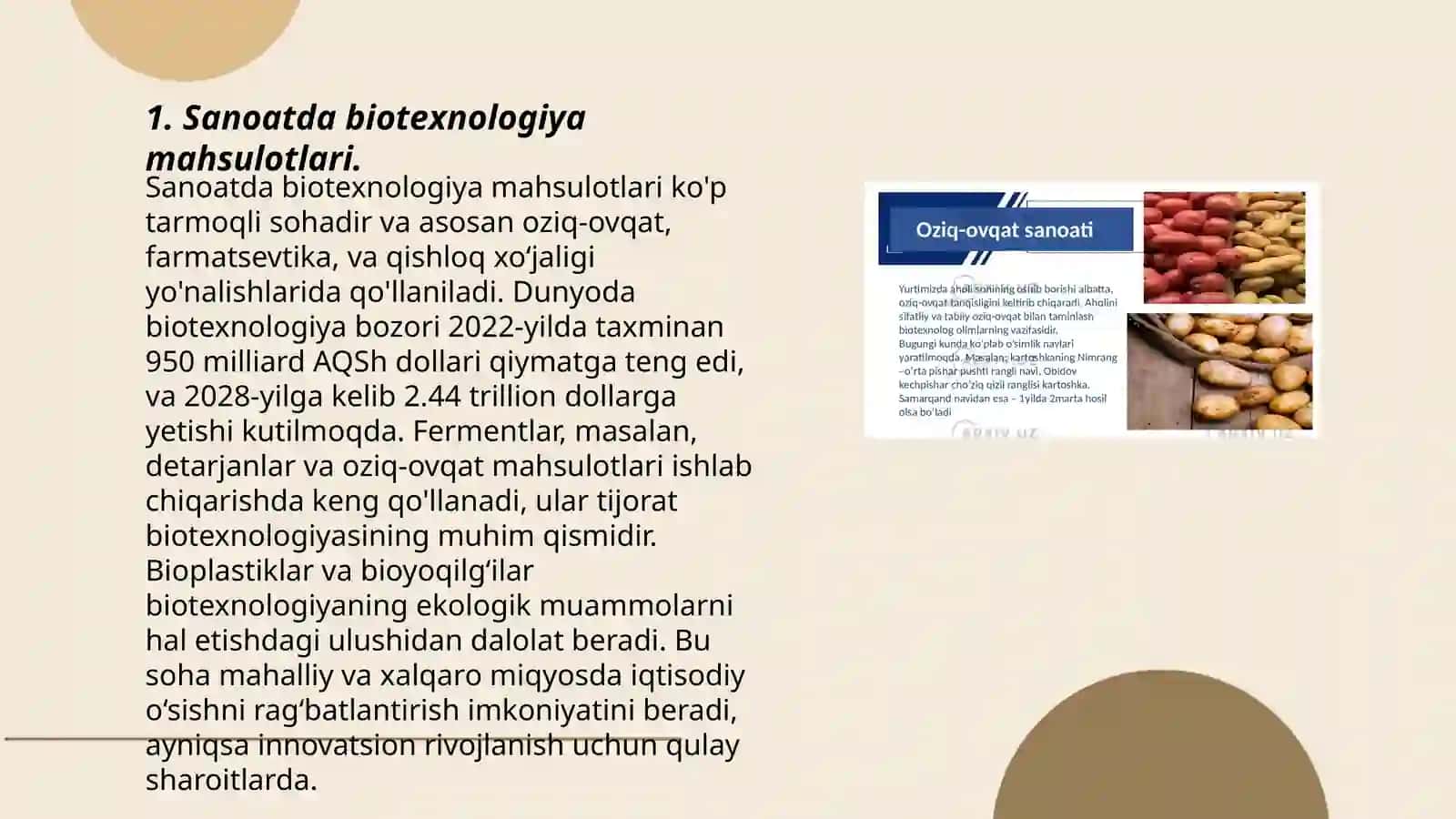 Sanoatda biotexnologiya yutuqlaridan foydalanish 3