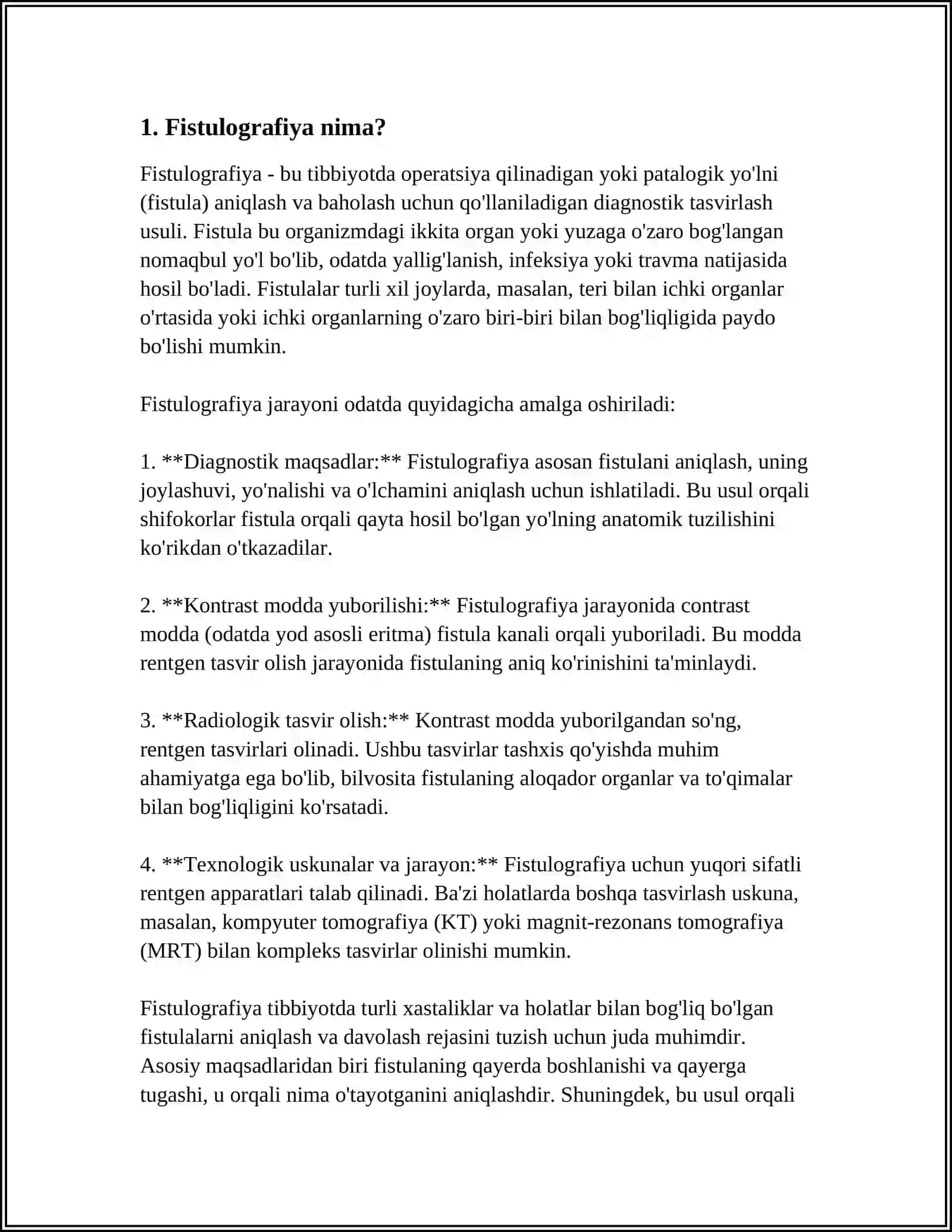 MUSTAQIL ISH Mavzu: FISTULOGRAFIYA 3