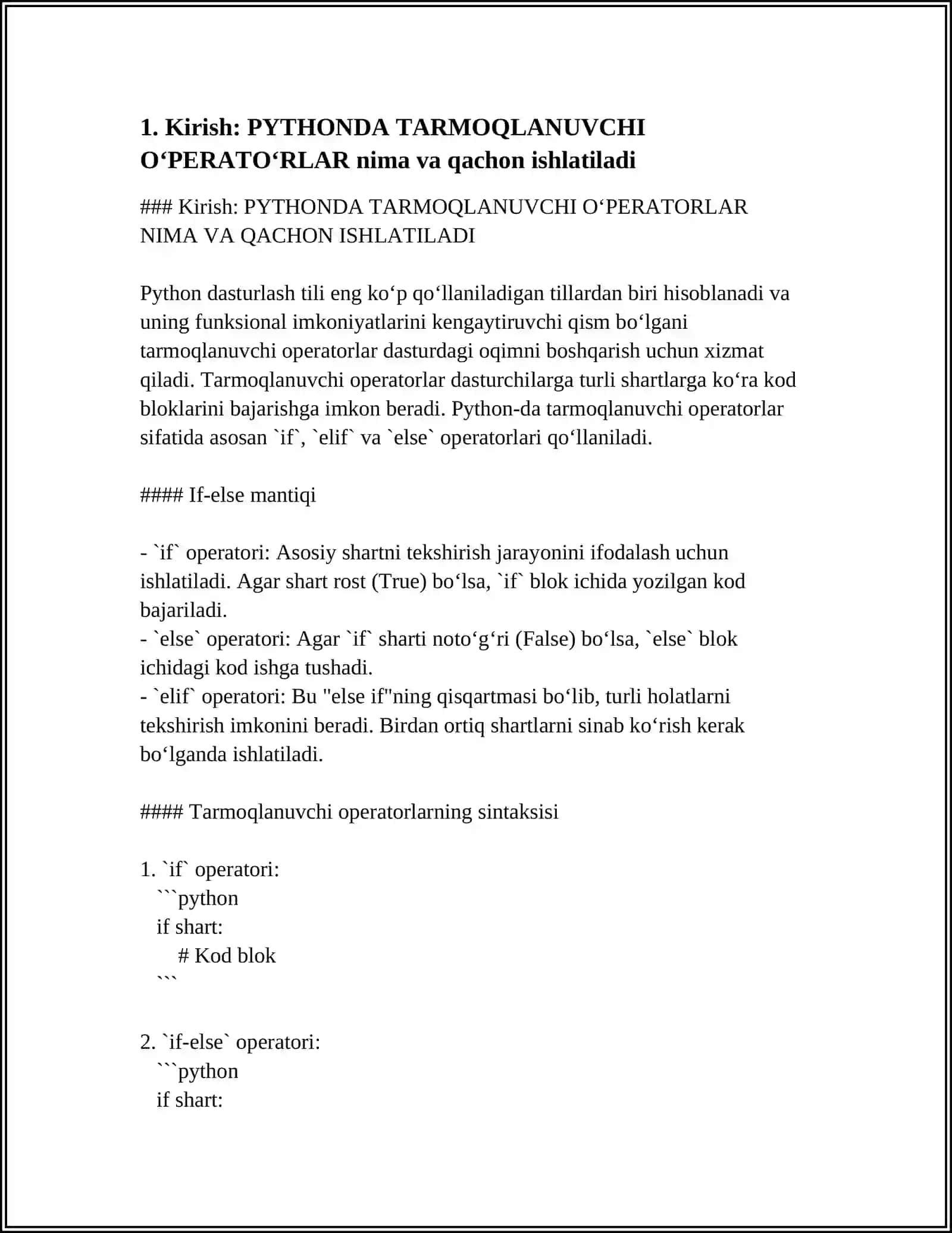 PYTHONDA TARMOQLANUVCHI OʻPERATORLAR 3