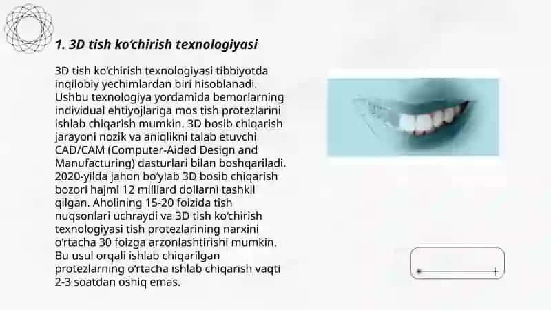 3D tish ko‘chirish texnologiyasi 3