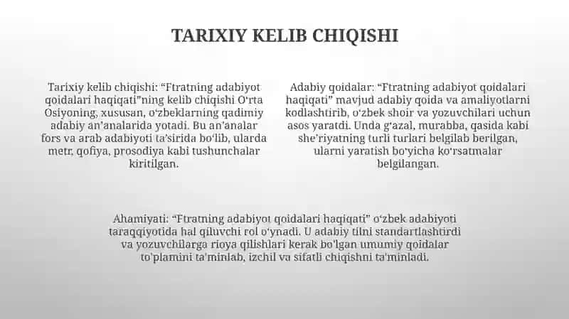 Ftratning Adabiyot Qoidalari Haqida 3