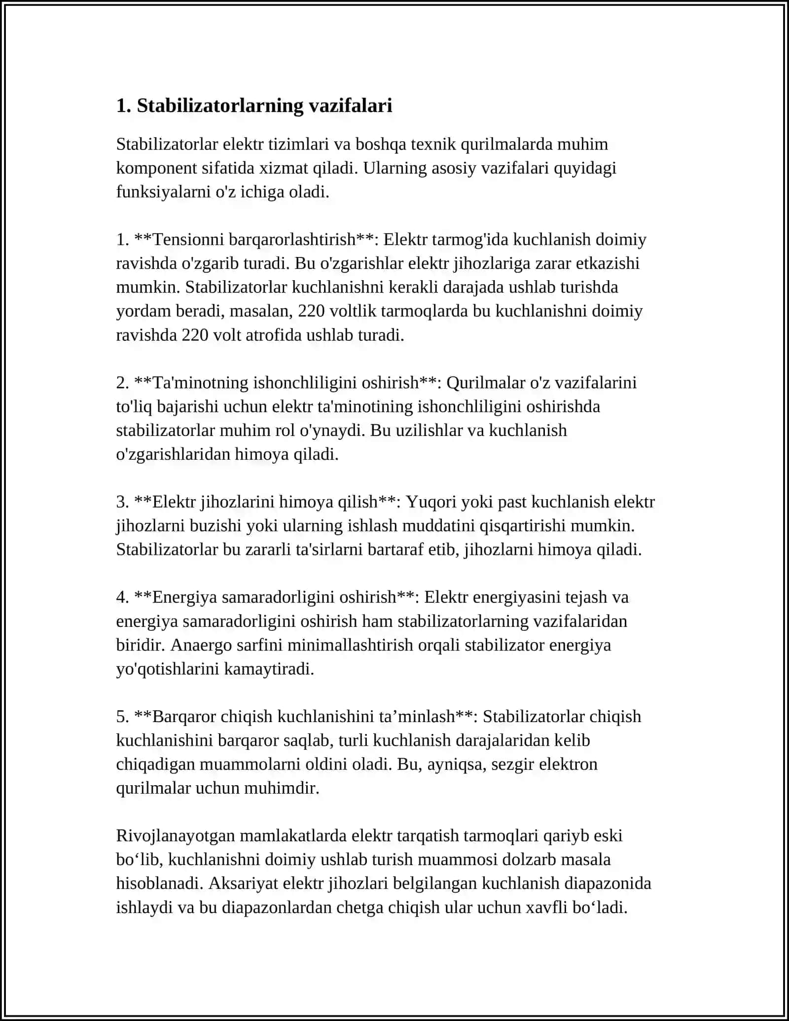 STABILIZATOR INVERTORLAR VA CHASTOTA ÒZGARTKICHLAR 3