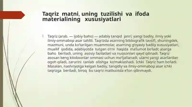 TAQRIZMATNI, UNING TUZILISHI VA XUSUSIYATLARI 3