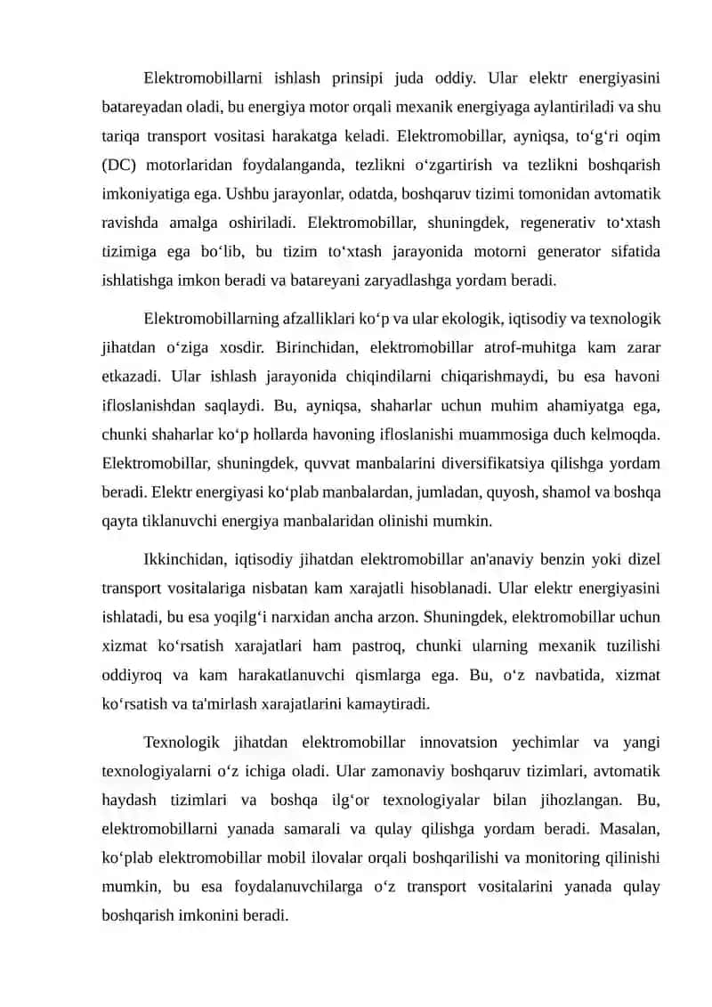 Elektromobillar va gibrid transport vositalari turlari. 3
