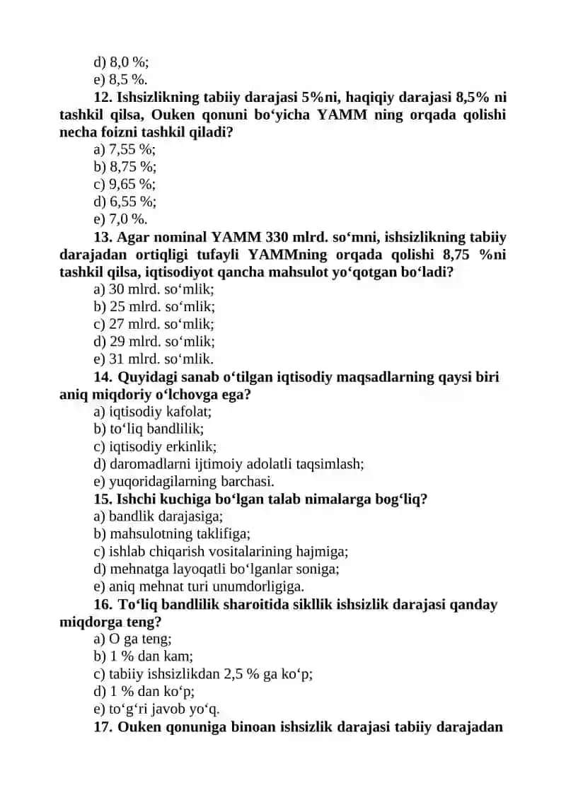YALPI ISHCHI KUCHI, UNING BANDLIGI VA ISHSIZLIK 3