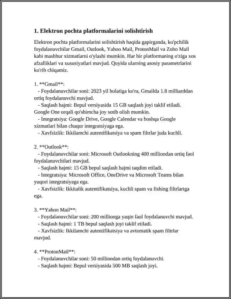 Elektron pochta platformalari solishtirish 3