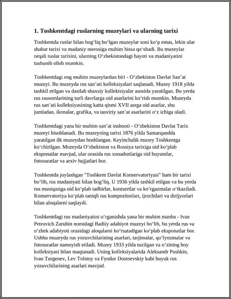 O‘zbekistonda Ruslarning Muzeylari 3