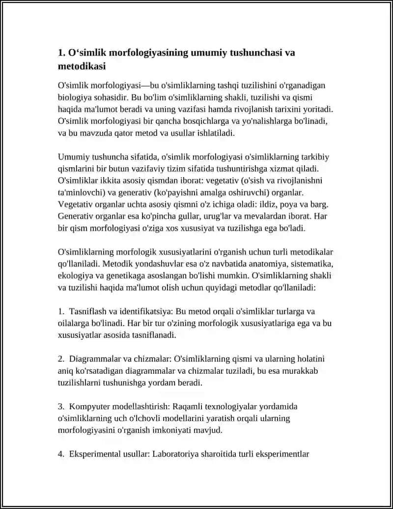 OʻSIMLIKLAR MORFOLOGIYASI DAN SLAYD PDF 3
