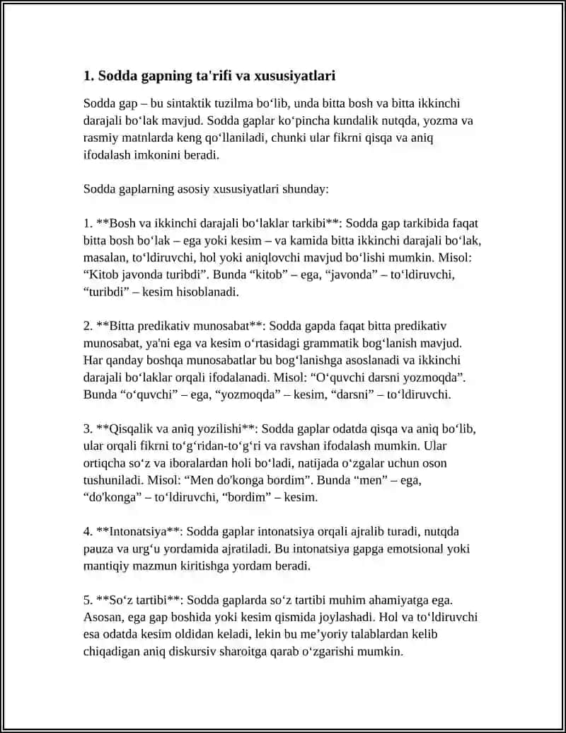 O'ZBEK TILIDA SODDA GAP SINTAKSISI 3