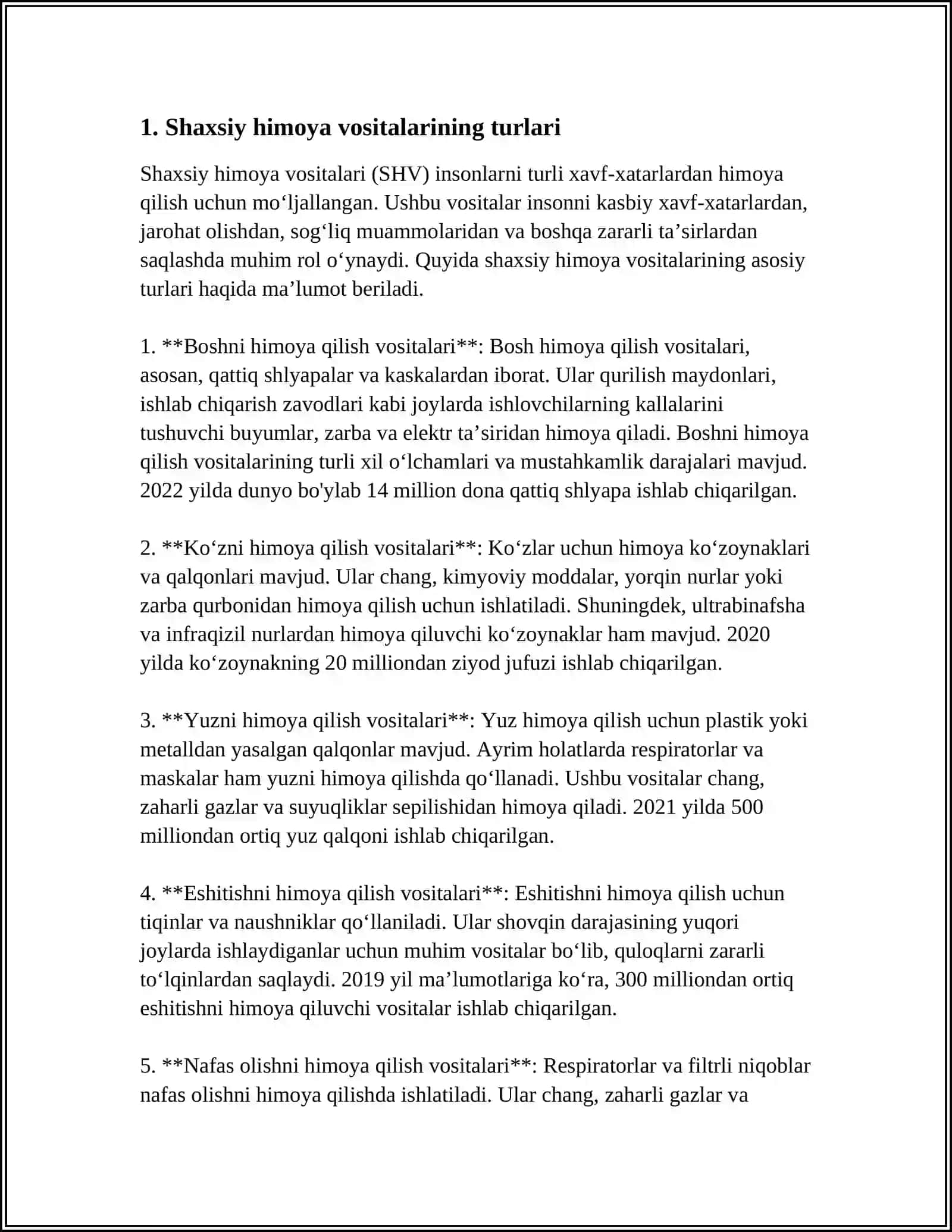 MUSTAQIL ISH Mavzu: SHAXSIY HIMOYA VOSITALARI 3