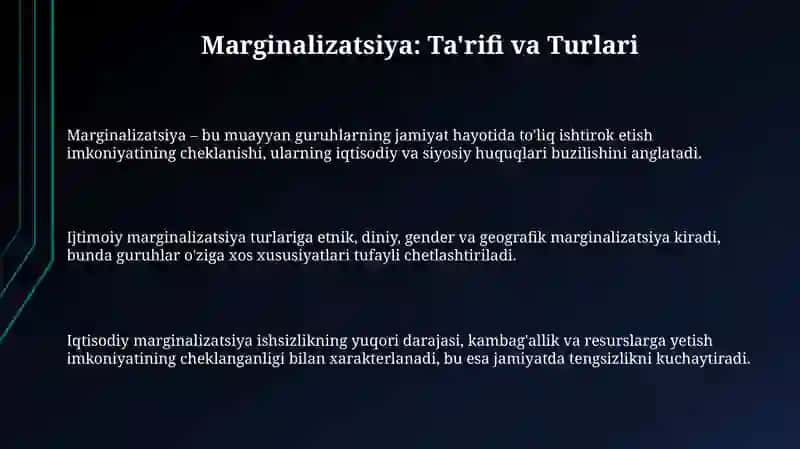 Marginalizatsiya: Ta'rifi va Turlari 3