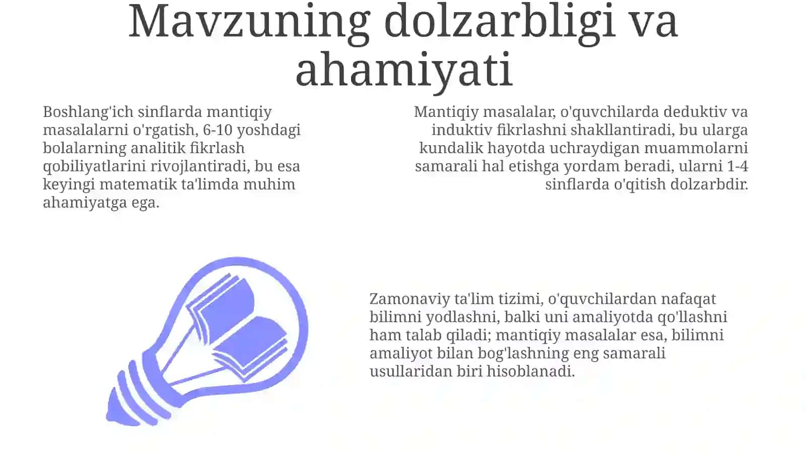 Mantiqiy Masalalarni O'rgatish 3