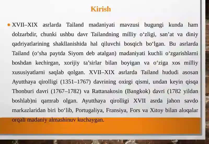 XVII–XIX asrlarda Tailand madaniyati 3