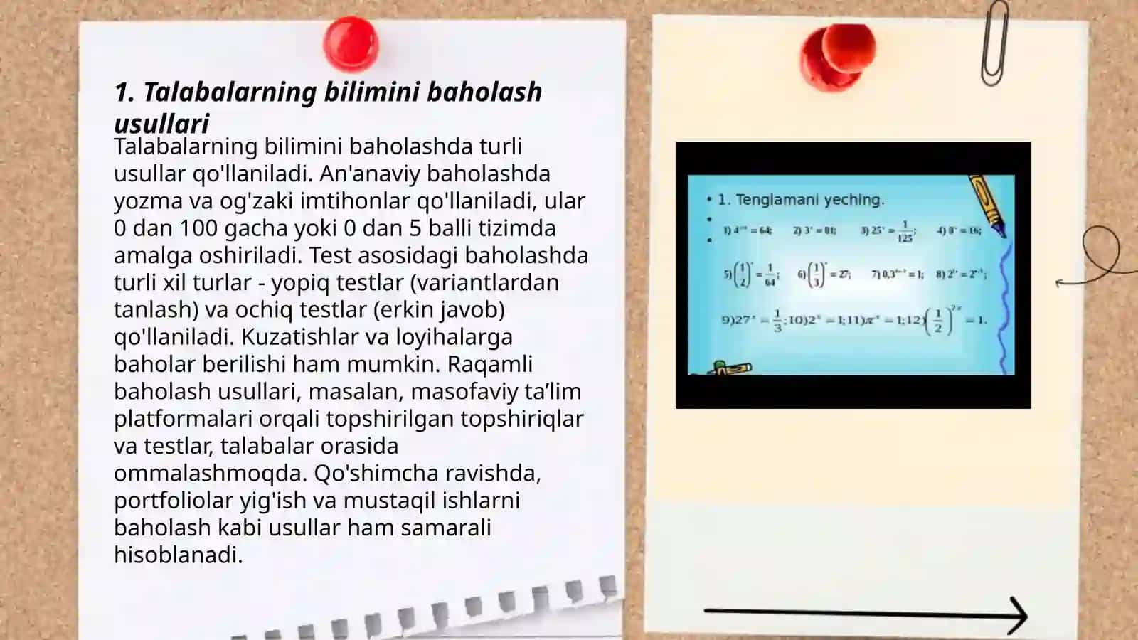 Talabalarning bilimini baholash usullari 3
