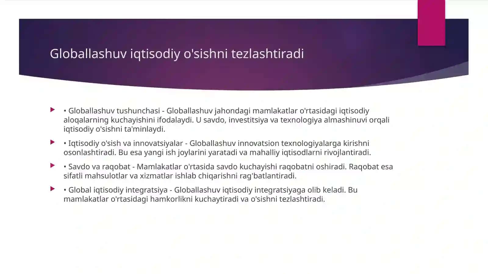 Globallashuvning iqtisodiy o'sishi 3