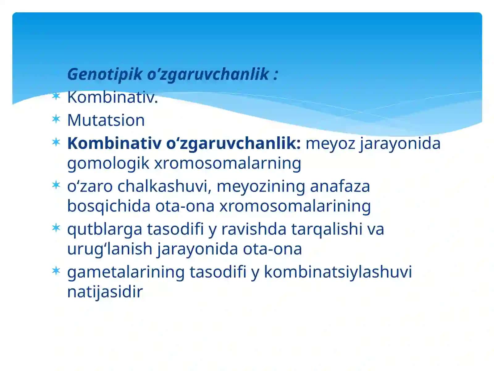 O‘zgaruvchanlik va uning shakllari 3