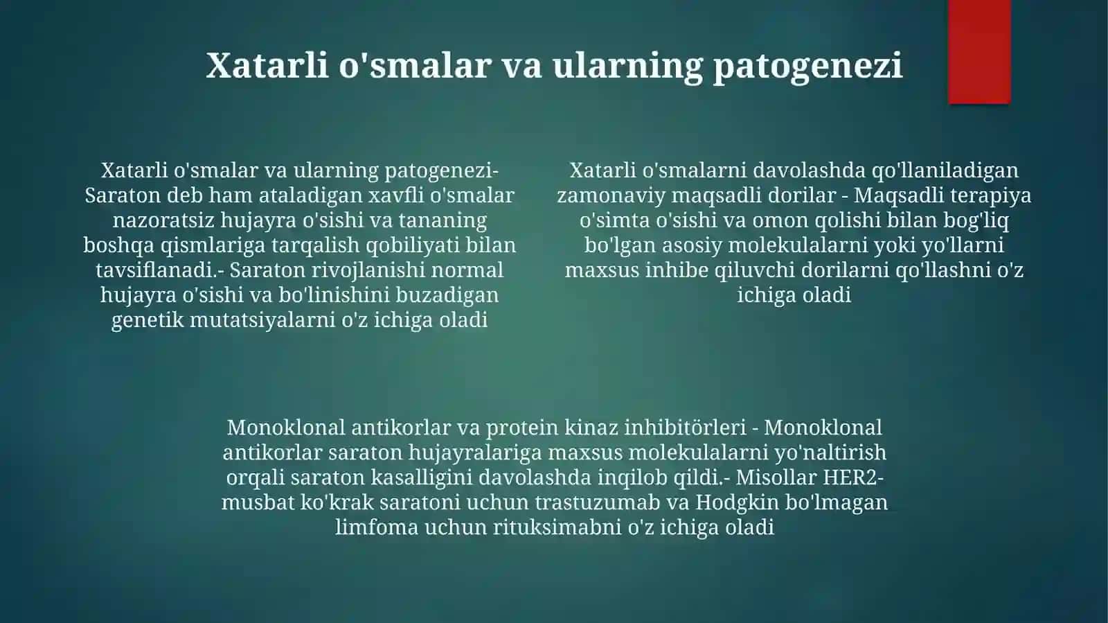 Хавфли Усмаларни Даволашда Ишлатиладиган Замонавий Таргет Препаратлар 3