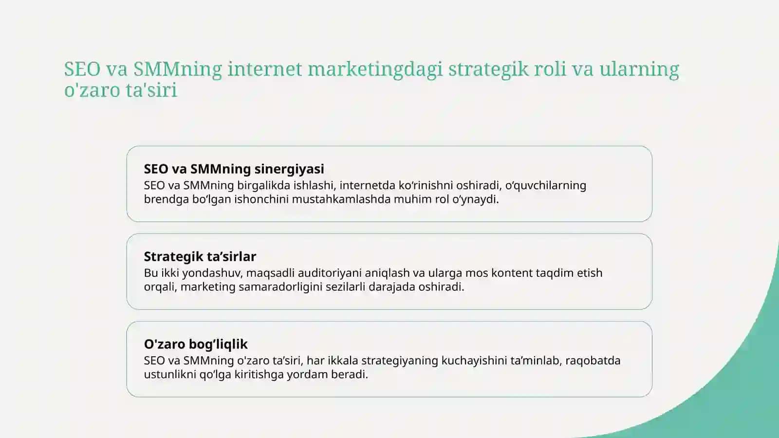 Internetmarketingda SEO va SMM ta’sirini o‘rganish 3