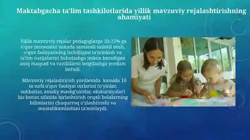 Maktabgacha taʼlim tashkilotlarida yillik mavzuli rejalashtirish 3