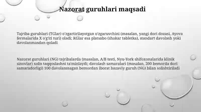 Tajriba va nazorat guruhlari haqida tushuncha 3