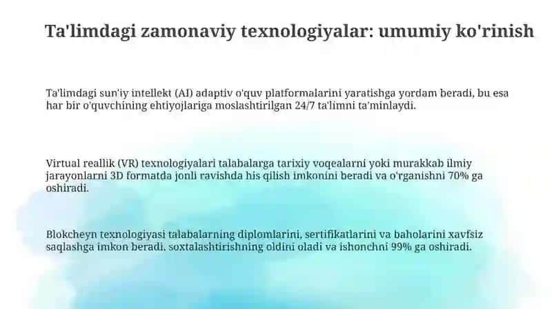 Ta'limdagi zamonaviy texnologiyalar 3