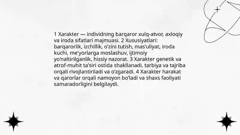 Xarakter qobiliyat va harakat 3